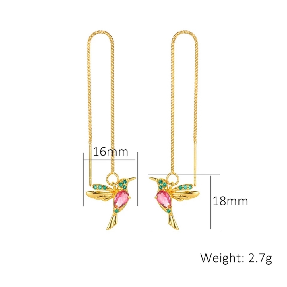🎈New Hummingbird Gold Dangler Earrings - Picture 4 of 4
